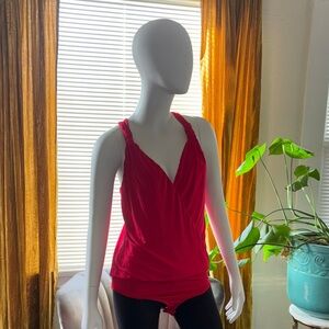 bebe Bright Red Sleeveless V-Neck Tank